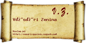 Vásári Zenina névjegykártya